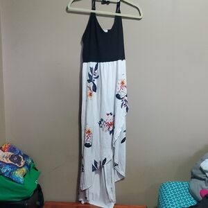 Floral Black and White Maxi Dress Size XL